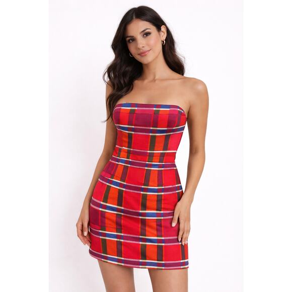 Banana Republic Dresses & Skirts - Banana Republic Body Con Maximalist Dress Womens Size 0 90s Colorful Plaid Art